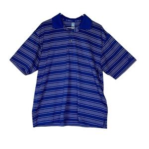 PGA tour blue and white striped golf polo
